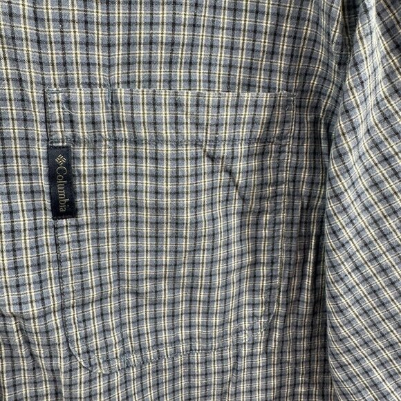 Columbia Mens L Flannel Shirt Blue Gray Plaid Cotton Heritage Outdoor Casual - Picture 4 of 11